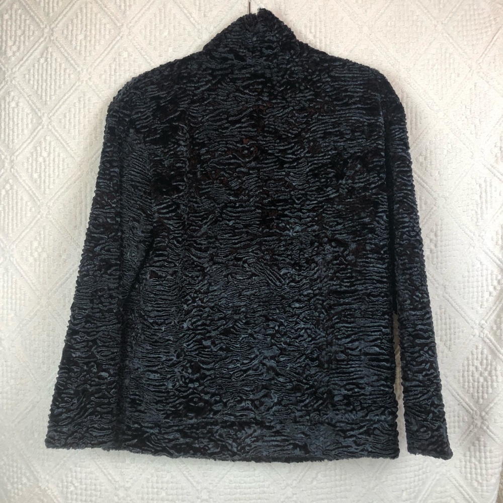 topshop- black fur ribbed pattern lined mock neck - Picture 6 of 8